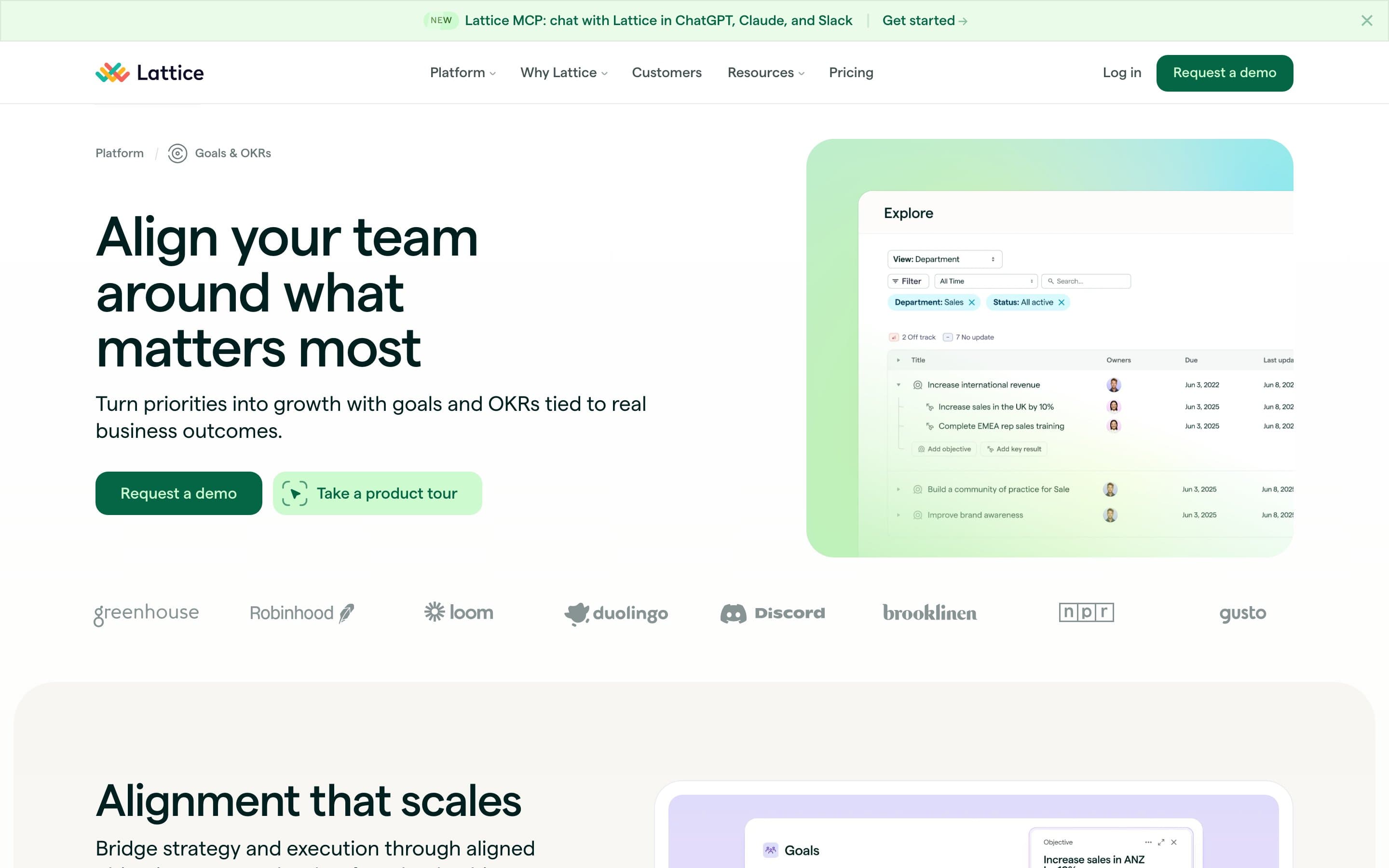 Lattice OKR product page