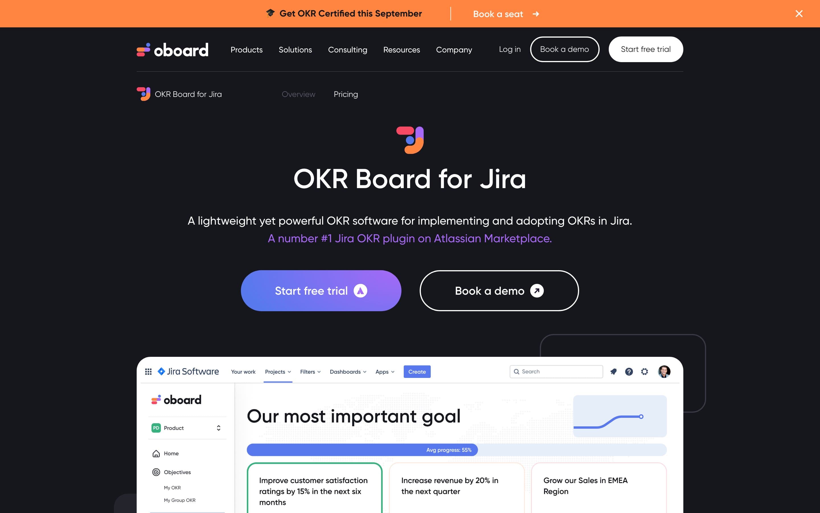 Oboard OKR product page