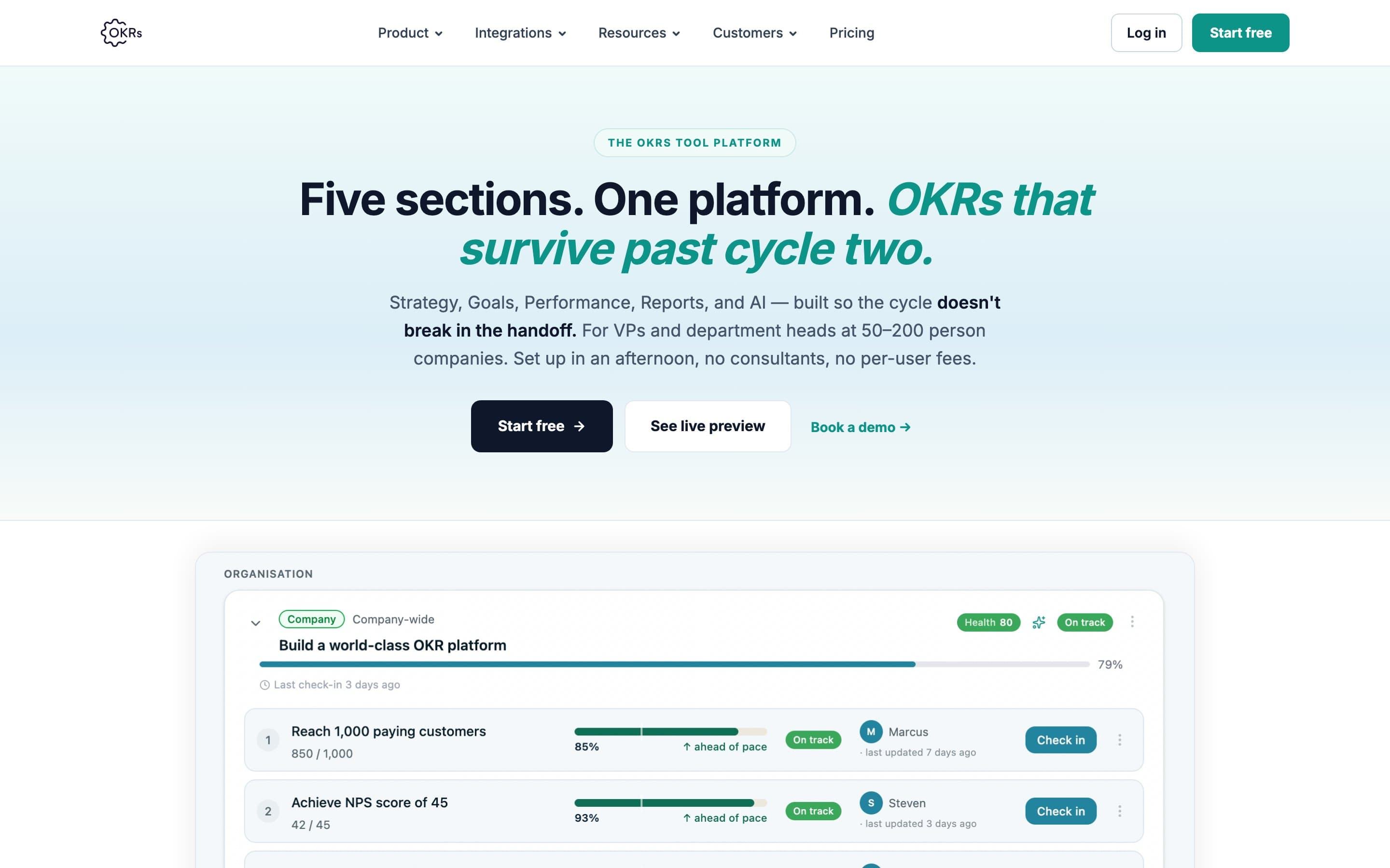 OKRs Tool OKR product page
