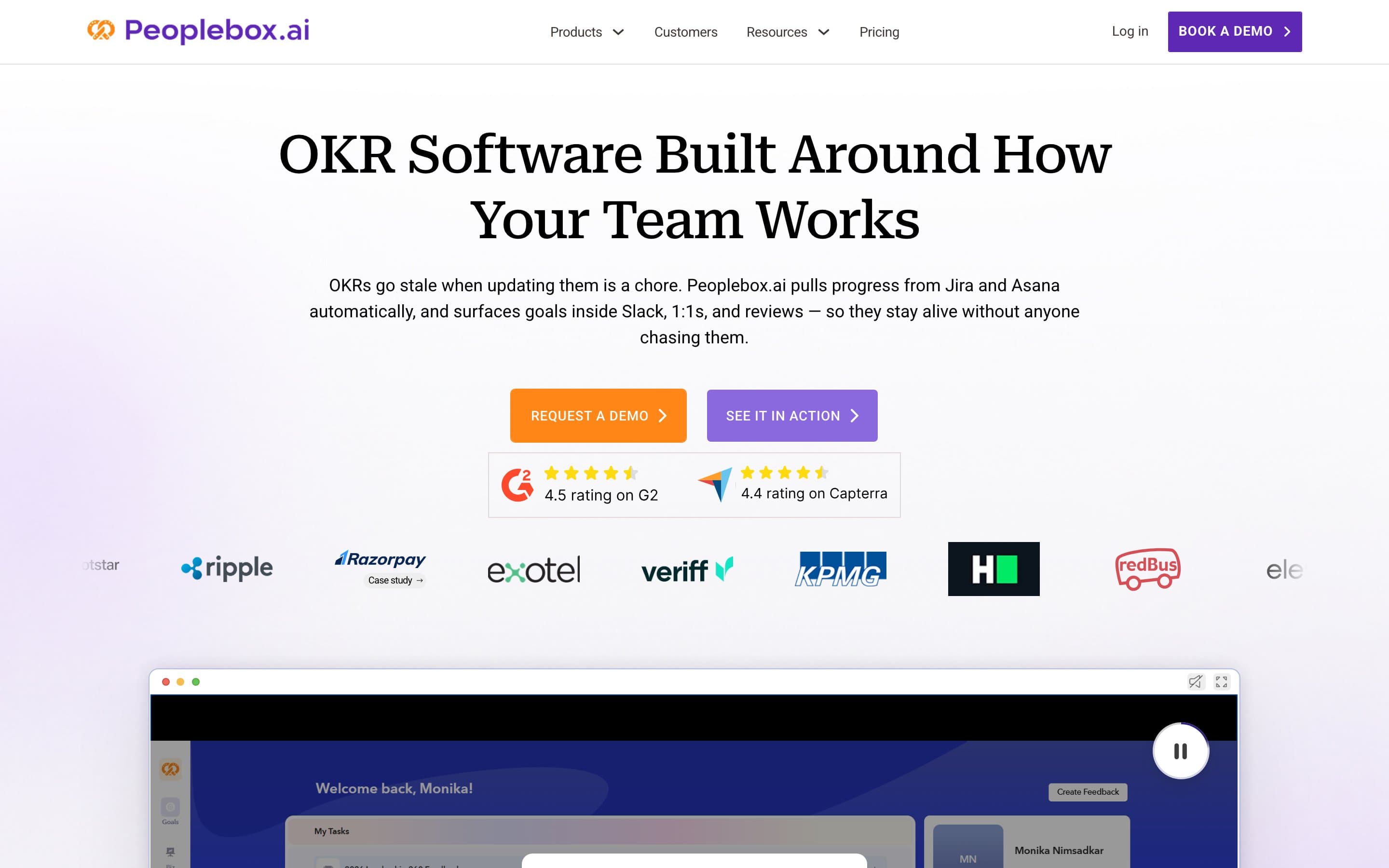 Peoplebox OKR product page