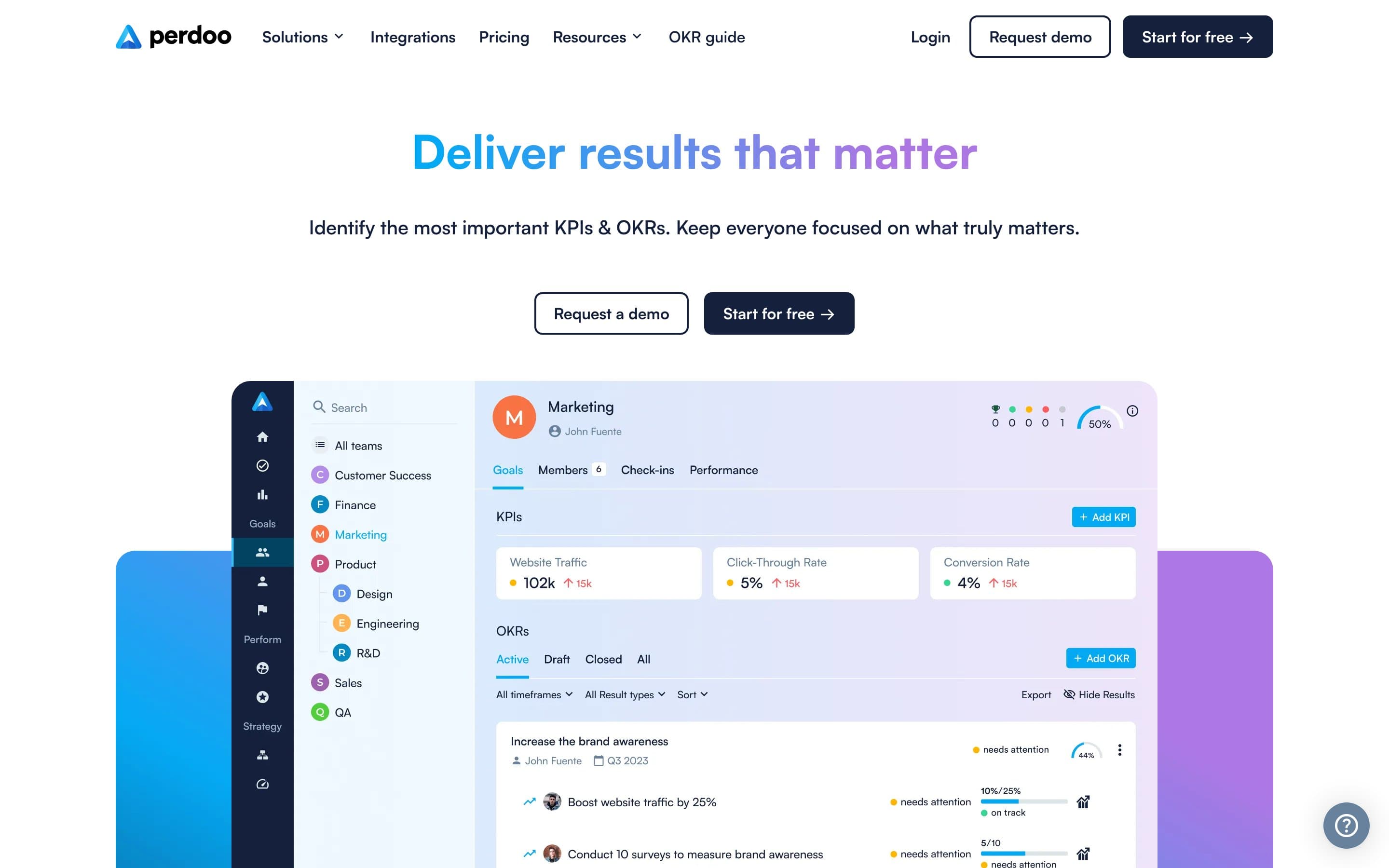 Perdoo OKR product page