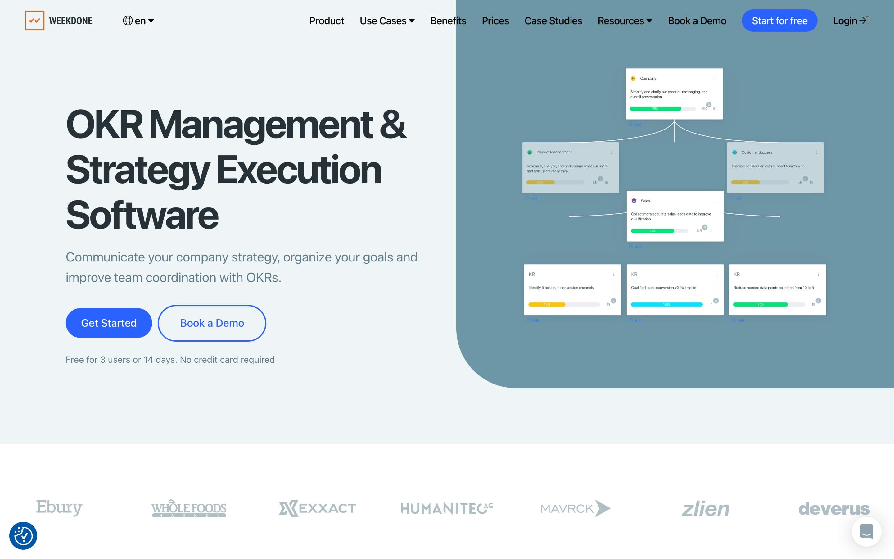 Weekdone OKR product page